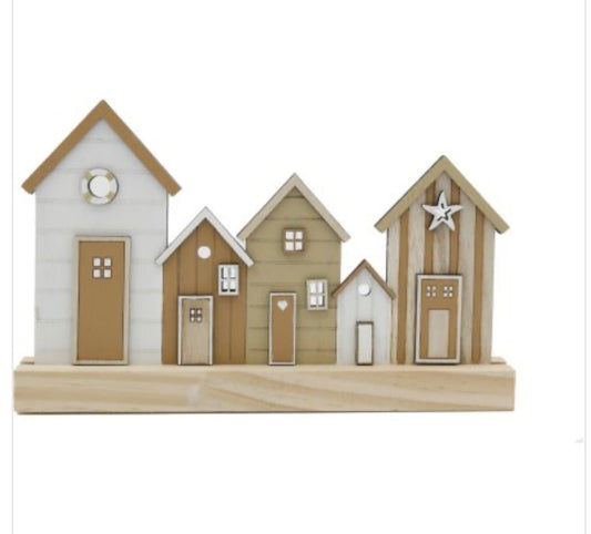 Beige Seashore Houses Scene