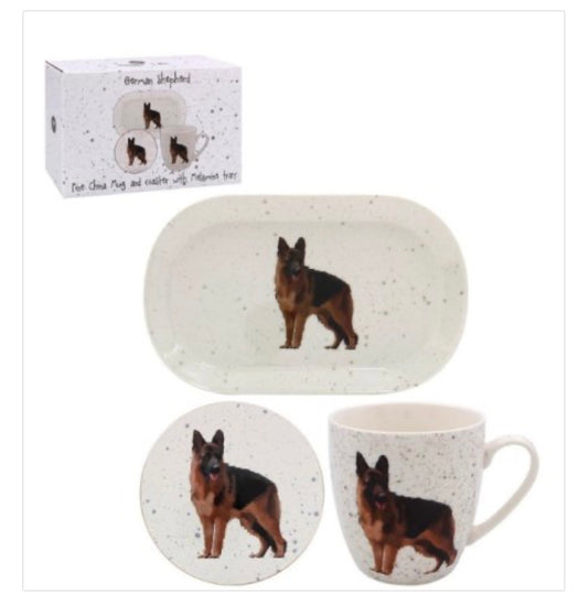 GERMAN SHEPHERD MUG , COASTER & TRAY,21CM