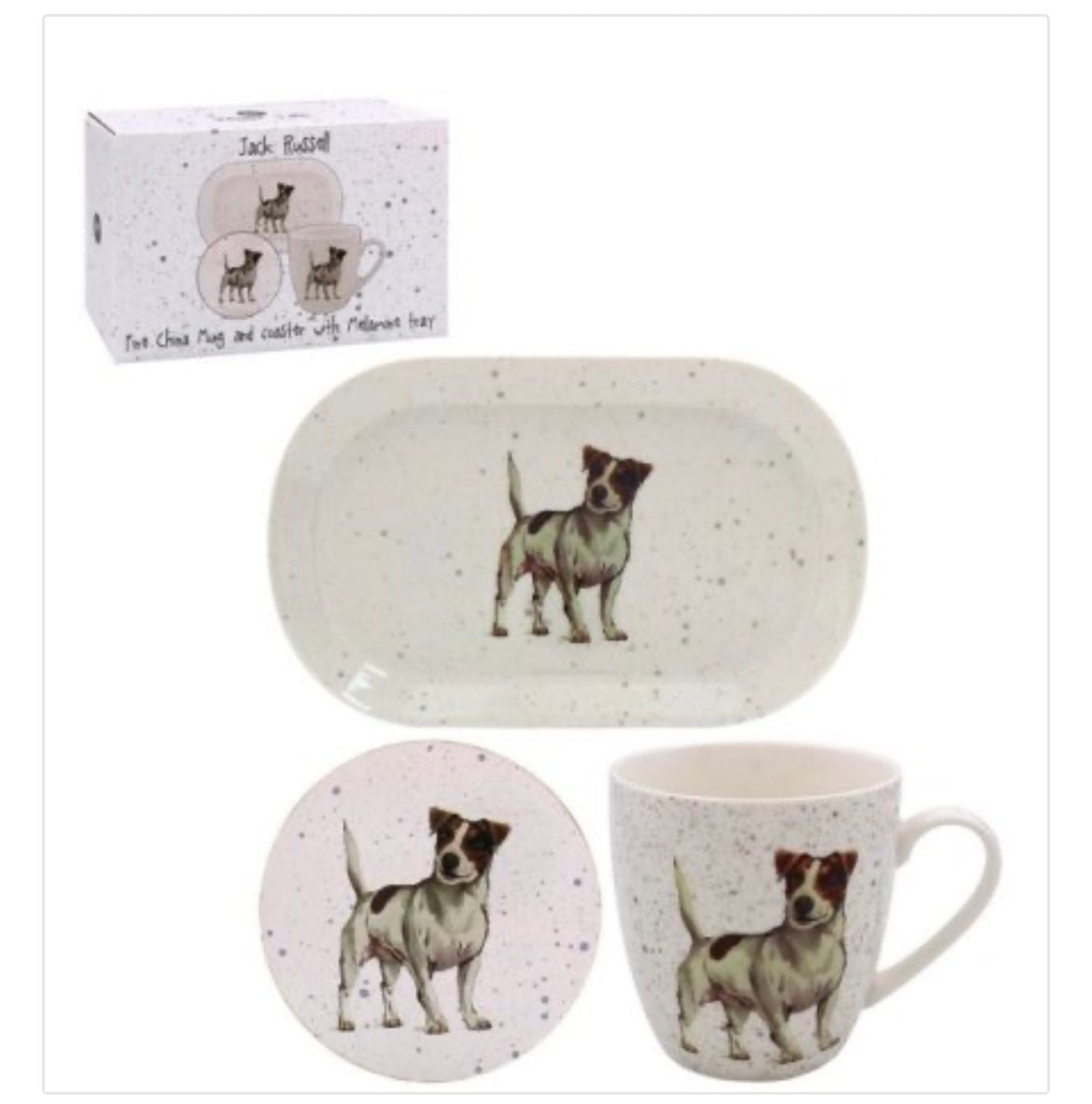 JACK RUSSELL MUG, COASTER & TRAY