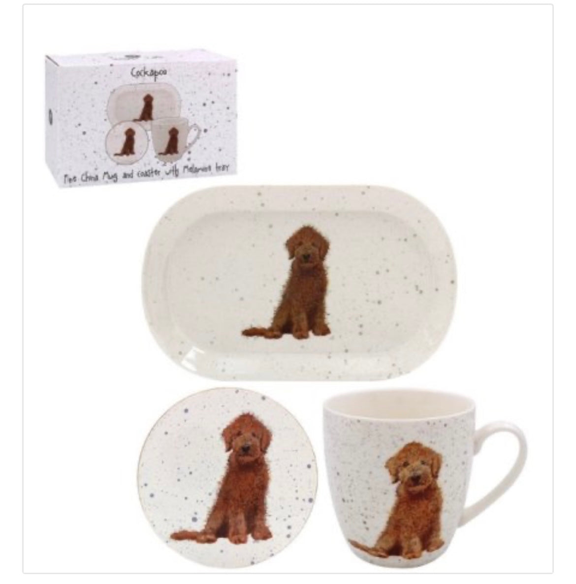 COCKAPOO MUG , COASTER & TRAY, 21CM