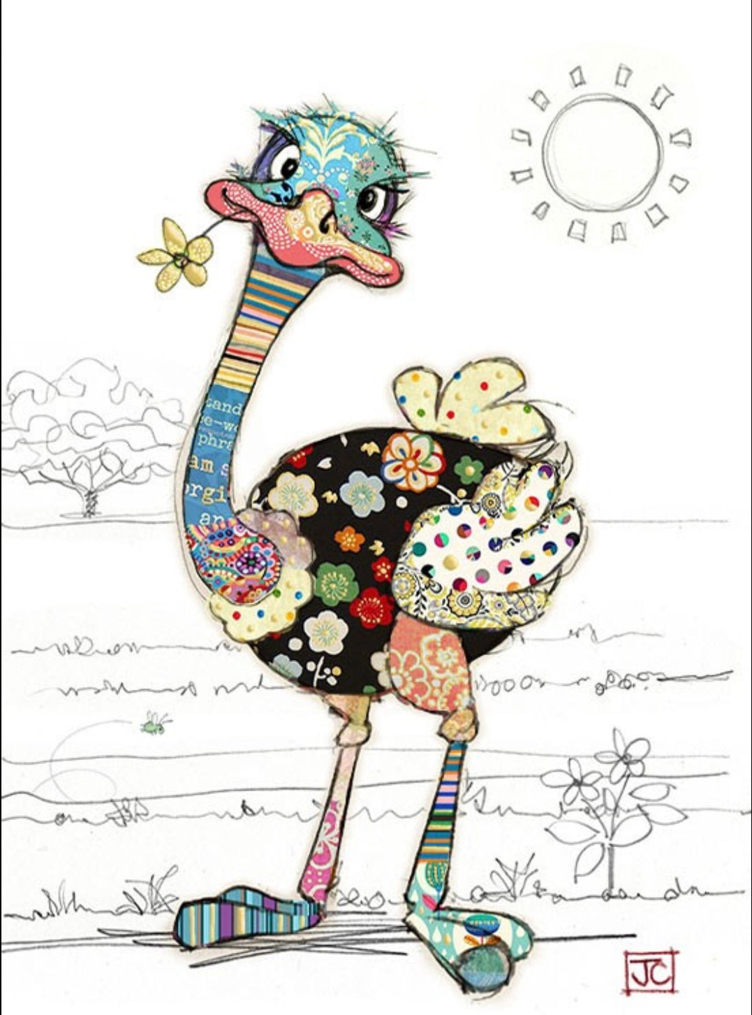 OZZIE OSTRICH BUG ART CARD