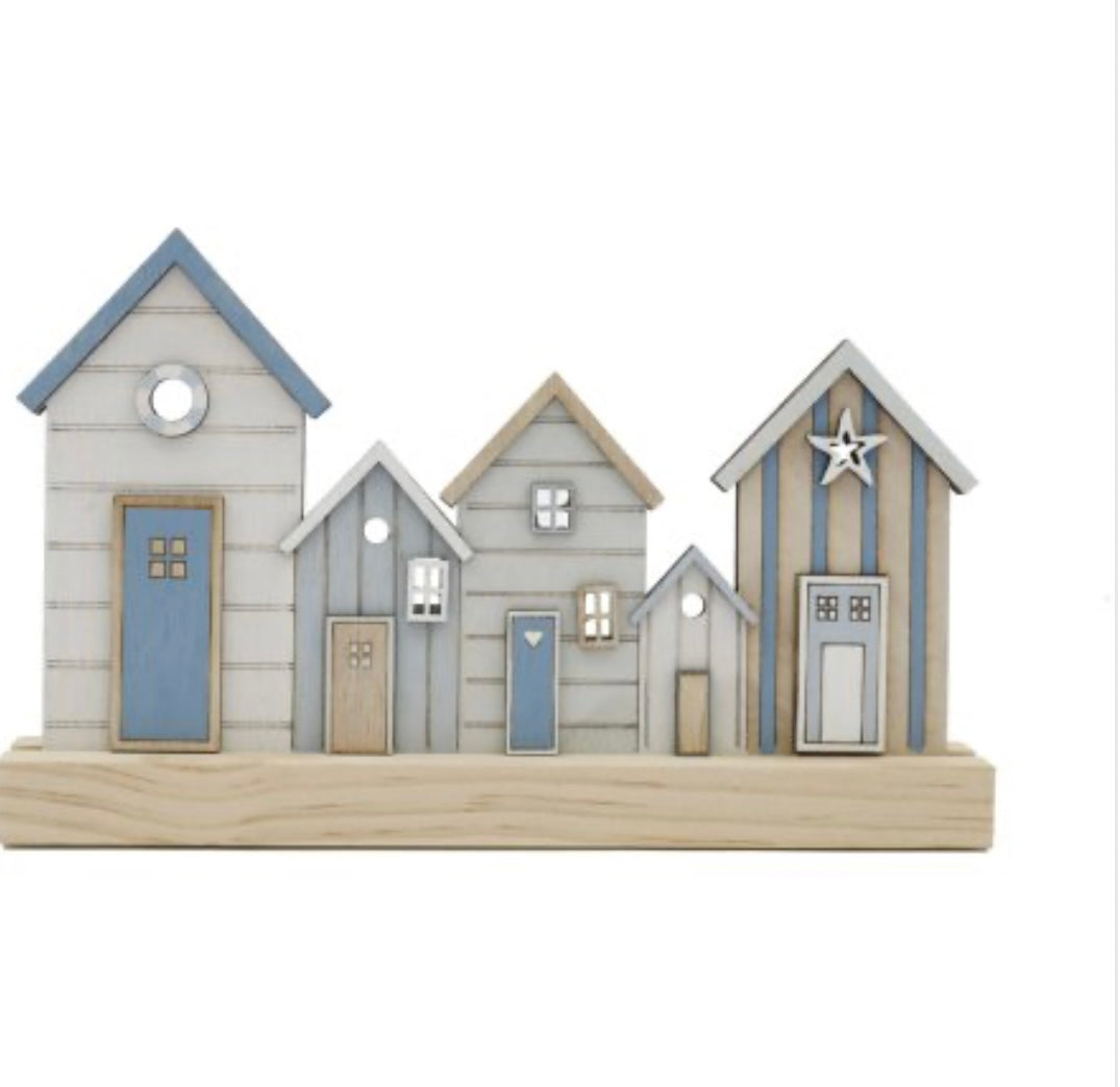 Blue Seashore Houses Scene